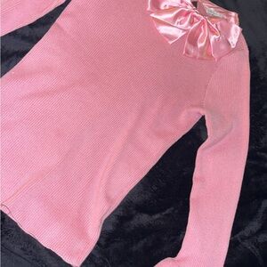 Pink Sweater with Satin Bow